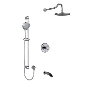 Retro Type T/P (Thermostatic/Pressure Balance) 1/2 Inch Coaxial 3-Way System With Hand Shower Rail Shower Head And Spout - Chrome with Cross Handles | Model Number: KIT1345RT+C-6-SPEX - Product Knockout