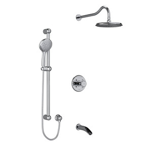 Retro Type T/P (Thermostatic/Pressure Balance) 1/2 Inch Coaxial 3-Way System With Hand Shower Rail Shower Head And Spout - Chrome with Cross Handles | Model Number: KIT1345RT+C-EX - Product Knockout