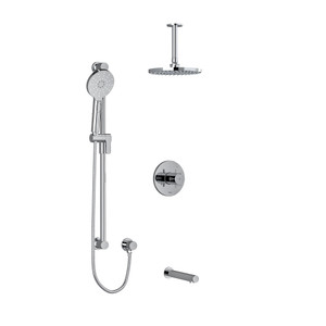 DISCONTINUED Riu Type T/P (Thermostatic/Pressure Balance) 1/2 Inch Coaxial 3-Way System With Hand Shower Rail Shower Head And Spout - Chrome | Model Number: KIT1345RUTM+C-6