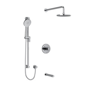 Riu Type T/P (Thermostatic/Pressure Balance) 1/2 Inch Coaxial 3-Way System With Hand Shower Rail Shower Head And Spout - Chrome with Cross Handles | Model Number: KIT1345RUTM+C-6-SPEX - Product Knockout