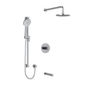 Riu Type T/P (Thermostatic/Pressure Balance) 1/2 Inch Coaxial 3-Way System With Hand Shower Rail Shower Head And Spout - Chrome with Cross Handles | Model Number: KIT1345RUTM+KNC-EX - Product Knockout