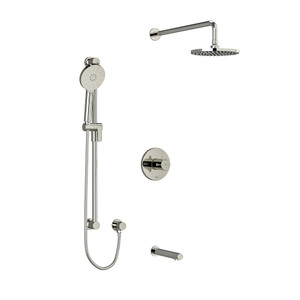 Riu Type T/P (Thermostatic/Pressure Balance) 1/2 Inch Coaxial 3-Way System With Hand Shower Rail Shower Head And Spout - Polished Nickel with Cross Handles | Model Number: KIT1345RUTM+KNPN-SPEX - Product Knockout