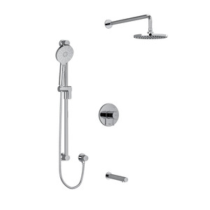 Riu Type T/P (Thermostatic/Pressure Balance) 1/2 Inch Coaxial 3-Way System With Hand Shower Rail Shower Head And Spout - Chrome | Model Number: KIT1345RUTMC-EX - Product Knockout