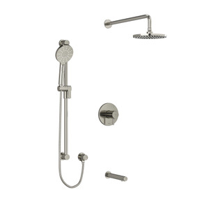 Riu Type T/P (Thermostatic/Pressure Balance) 1/2 Inch Coaxial 3-Way System With Hand Shower Rail Shower Head And Spout - Brushed Nickel | Model Number: KIT1345RUTMBN-SPEX - Product Knockout