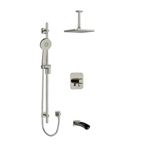 Salome Type T/P (Thermostatic/Pressure Balance) 1/2 Inch Coaxial 3-Way System With Hand Shower Rail Shower Head And Spout - Polished Nickel | Model Number: KIT1345SAPN-6 - Product Knockout