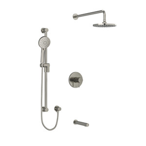 Sylla Type T/P (Thermostatic/Pressure Balance) 1/2 Inch Coaxial 3-Way System With Hand Shower Rail Shower Head And Spout - Brushed Nickel | Model Number: KIT1345SYTMBN - Product Knockout