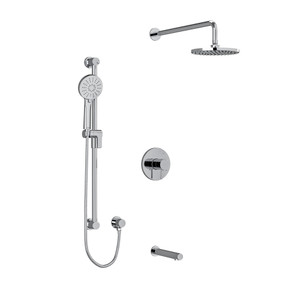 Sylla Type T/P (Thermostatic/Pressure Balance) 1/2 Inch Coaxial 3-Way System With Hand Shower Rail Shower Head And Spout - Chrome | Model Number: KIT1345SYTMC-EX - Product Knockout