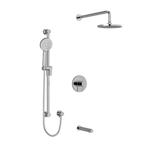 Système coaxial à 3 voies avec douchette sur rail, tête de douche et bec 1/2 po type T/P (thermostatique/pression équilibrée) Sylla - Chrome  | Numéro de modèle: KIT1345SYTMC-SPEX - Produit épuisé