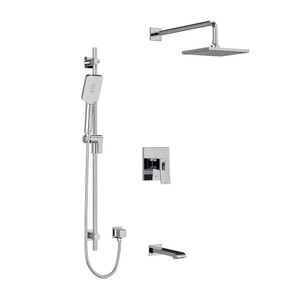 Zendo Type T/P (Thermostatic/Pressure Balance) 1/2 Inch Coaxial 3-Way System With Hand Shower Rail Shower Head And Spout - Chrome | Model Number: KIT1345ZOTQC-EX - Product Knockout