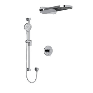 Edge Type T/P (Thermostatic/Pressure Balance) 1/2 Inch Coaxial 3-Way System With Hand Shower Rail And Rain And Cascade Shower Head - Chrome | Model Number: KIT2745EDTMC - Product Knockout