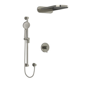 Edge Type T/P (Thermostatic/Pressure Balance) 1/2 Inch Coaxial 3-Way System With Hand Shower Rail And Rain And Cascade Shower Head - Brushed Nickel | Model Number: KIT2745EDTMBN-SPEX - Product Knockout