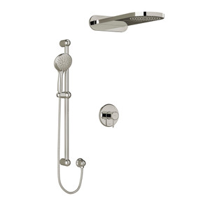 Georgian Type T/P (Thermostatic/Pressure Balance) 1/2 Inch Coaxial 3-Way System With Hand Shower Rail And Rain And Cascade Shower Head - Polished Nickel | Model Number: KIT2745GNPN - Product Knockout