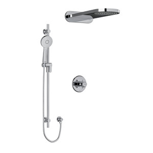 Système coaxial à 3 voies avec douchette sur rail et tête de douche pluie et cascade 1/2" type T/P (thermostatique/pression équilibrée) Momenti - Chrome avec poignées en croix  | Numéro de modèle: KIT2745MMRDXC - Produit épuisé