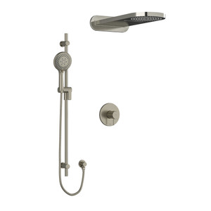 DISCONTINUED-Pallace Type T/P (Thermostatic/Pressure Balance) 1/2 Inch Coaxial 3-Way System With Hand Shower Rail And Rain And Cascade Shower Head - Brushed Nickel | Model Number: KIT2745PATMBN - Product Knockout