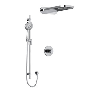 Système coaxial à 3 voies avec douchette sur rail et tête de douche pluie et cascade 1/2" type T/P (thermostatique/pression équilibrée) Pallace - Chrome avec poignées en croix  | Numéro de modèle: KIT2745PATM+C - Produit épuisé