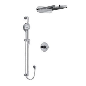 Parabola Type T/P (Thermostatic/Pressure Balance) 1/2 Inch Coaxial 3-Way System With Hand Shower Rail And Rain And Cascade Shower Head - Chrome | Model Number: KIT2745PBC-EX - Product Knockout