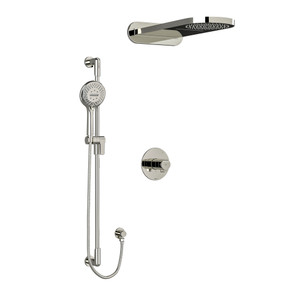 Parabola Type T/P (Thermostatic/Pressure Balance) 1/2 Inch Coaxial 3-Way System With Hand Shower Rail And Rain And Cascade Shower Head - Polished Nickel | Model Number: KIT2745PBPN-EX - Product Knockout