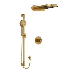 DISCONTINUED-Parabola Type T/P (Thermostatic/Pressure Balance) 1/2 Inch Coaxial 3-Way System With Hand Shower Rail And Rain And Cascade Shower Head - Brushed Gold | Model Number: KIT2745PBBG-SPEX - Product Knockout