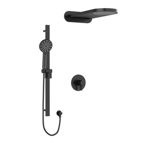 DISCONTINUED-Paradox Type T/P (Thermostatic/Pressure Balance) 1/2 Inch Coaxial 3-Way System With Hand Shower Rail And Rain And Cascade Shower Head - Black | Model Number: KIT2745PXTMBK-SPEX - Product Knockout