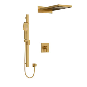 Paradox Type T/P (Thermostatic/Pressure Balance) 1/2 Inch Coaxial 3-Way System With Hand Shower Rail And Rain And Cascade Shower Head - Brushed Gold | Model Number: KIT2745PXTQBG-EX - Product Knockout