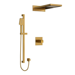 Reflet Type T/P (Thermostatic/Pressure Balance) 1/2 Inch Coaxial 3-Way System With Hand Shower Rail And Rain And Cascade Shower Head - Brushed Gold | Model Number: KIT2745RFBG-EX - Product Knockout
