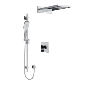 Système coaxial à 3 voies avec douchette sur rail, tête de douche pluie et cascade 1/2" type T/P (thermostatique/pression équilibrée) Zendo - Chrome  | Numéro de modèle: KIT2745ZOTQC-EX - Produit épuisé