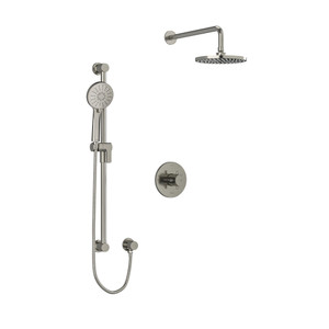 DISCONTINUED-Edge Type T/P (Thermostatic/Pressure Balance) 1/2 Inch Coaxial 2-Way System With Hand Shower And Shower Head - Brushed Nickel with Cross Handles | Model Number: KIT323EDTM+BN-6-SPEX - Product Knockout