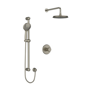 Georgian Type T/P (Thermostatic/Pressure Balance) 1/2 Inch Coaxial 2-Way System With Hand Shower And Shower Head - Brushed Nickel with Cross Handles | Model Number: KIT323GN+BN - Product Knockout