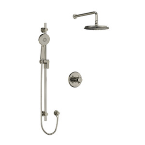 DISCONTINUED-Momenti Type T/P (Thermostatic/Pressure Balance) 1/2 Inch Coaxial 2-Way System With Hand Shower And Shower Head - Brushed Nickel with Cross Handles | Model Number: KIT323MMRD+BN - Product Knockout