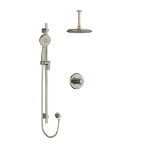 Momenti Type T/P (Thermostatic/Pressure Balance) 1/2 Inch Coaxial 2-Way System With Hand Shower And Shower Head - Brushed Nickel with Cross Handles | Model Number: KIT323MMRD+BN-6 - Product Knockout