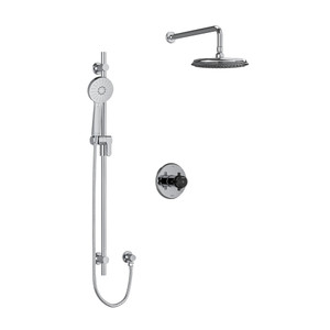 DISCONTINUED Momenti Type T/P (Thermostatic/Pressure Balance) 1/2 Inch Coaxial 2-Way System With Hand Shower And Shower Head - Chrome/Black | Model Number: KIT323MMRD+CBK-6-EX