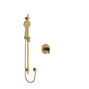 Momenti Type T/P (Thermostatic/Pressure Balance) 1/2 Inch Coaxial 2-Way System With Hand Shower And Shower Head - Brushed Gold with Cross Handles | Model Number: KIT323MMRD+BG-6-SPEX - Product Knockout