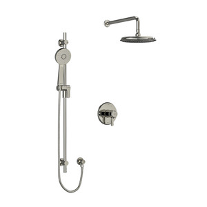 Momenti Type T/P (Thermostatic/Pressure Balance) 1/2 Inch Coaxial 2-Way System With Hand Shower And Shower Head - Polished Nickel with J-Shaped Handles | Model Number: KIT323MMRDJPN - Product Knockout