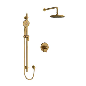 Momenti Type T/P (Thermostatic/Pressure Balance) 1/2 Inch Coaxial 2-Way System With Hand Shower And Shower Head - Brushed Gold with J-Shaped Handles | Model Number: KIT323MMRDJBG-6-SPEX - Product Knockout