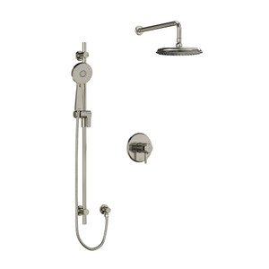 DISCONTINUED-Momenti Type T/P (Thermostatic/Pressure Balance) 1/2 Inch Coaxial 2-Way System With Hand Shower And Shower Head - Brushed Nickel with Lever Handles | Model Number: KIT323MMRDLBN - Product Knockout