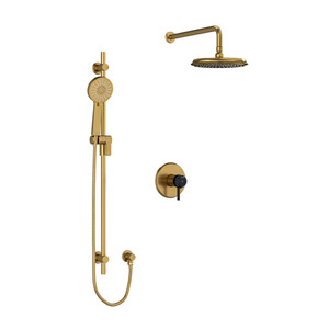 DISCONTINUED Momenti Type T/P (Thermostatic/Pressure Balance) 1/2 Inch Coaxial 2-Way System With Hand Shower And Shower Head - Brushed Gold/Black | Model Number: KIT323MMRDLBGBK-SPEX