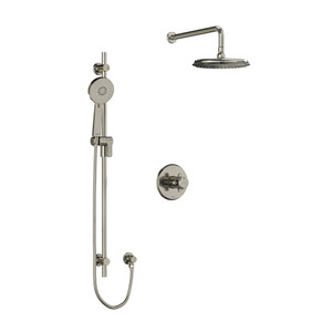 Momenti Type T/P (Thermostatic/Pressure Balance) 1/2 Inch Coaxial 2-Way System With Hand Shower And Shower Head - Brushed Nickel with X-Shaped Handles | Model Number: KIT323MMRDXBN - Product Knockout