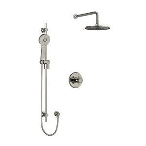 Momenti Type T/P (Thermostatic/Pressure Balance) 1/2 Inch Coaxial 2-Way System With Hand Shower And Shower Head - Polished Nickel with X-Shaped Handles | Model Number: KIT323MMRDXPN-6 - Product Knockout