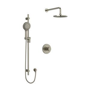 DISCONTINUED-Pallace Type T/P (Thermostatic/Pressure Balance) 1/2 Inch Coaxial 2-Way System With Hand Shower And Shower Head - Brushed Nickel with Cross Handles | Model Number: KIT323PATM+BN-SPEX - Product Knockout