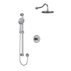Retro Type T/P (Thermostatic/Pressure Balance) 1/2 Inch Coaxial 2-Way System With Hand Shower And Shower Head - Chrome with Cross Handles | Model Number: KIT323RT+C-EX - Product Knockout