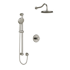 Retro Type T/P (Thermostatic/Pressure Balance) 1/2 Inch Coaxial 2-Way System With Hand Shower And Shower Head - Polished Nickel with Cross Handles | Model Number: KIT323RT+PN-EX - Product Knockout