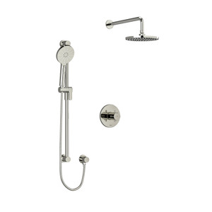 DISCONTINUÉ -Système coaxial à 2 voies Riu avec douchette et tête de douche 1/2 po type T/P (thermostatique/pression équilibrée) - Nickel poli avec poignées en croix | Numéro de modèle: KIT323RUTM+PN - Produit épuisé