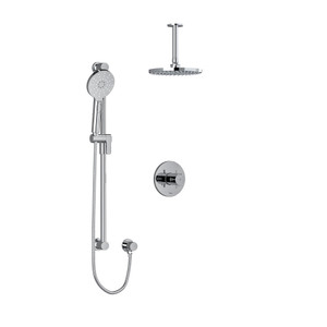 DISCONTINUED-Riu Type T/P (Thermostatic/Pressure Balance) 1/2 Inch Coaxial 2-Way System With Hand Shower And Shower Head - Chrome with Cross Handles | Model Number: KIT323RUTM+C-6 - Product Knockout