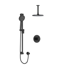 DISCONTINUED-Riu Type T/P (Thermostatic/Pressure Balance) 1/2 Inch Coaxial 2-Way System With Hand Shower And Shower Head - Black with Cross Handles | Model Number: KIT323RUTM+BK-6 - Product Knockout