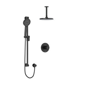 DISCONTINUED Riu Type T/P (Thermostatic/Pressure Balance) 1/2 Inch Coaxial 2-Way System With Hand Shower And Shower Head - Black | Model Number: KIT323RUTM+BK-6
