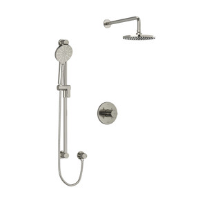 Riu Type T/P (Thermostatic/Pressure Balance) 1/2 Inch Coaxial 2-Way System With Hand Shower And Shower Head - Brushed Nickel with Cross Handles | Model Number: KIT323RUTM+BN-6-EX - Product Knockout