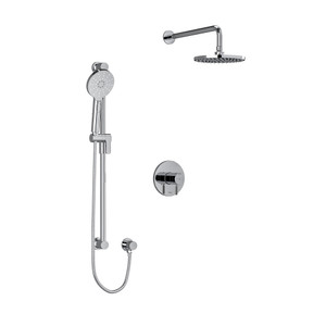 DISCONTINUED-Riu Type T/P (Thermostatic/Pressure Balance) 1/2 Inch Coaxial 2-Way System With Hand Shower And Shower Head - Chrome with Knurled Lever Handles | Model Number: KIT323RUTMKNC - Product Knockout