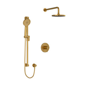 Riu Type T/P (Thermostatic/Pressure Balance) 1/2 Inch Coaxial 2-Way System With Hand Shower And Shower Head - Brushed Gold with Knurled Lever Handles | Model Number: KIT323RUTMKNBG-SPEX - Product Knockout