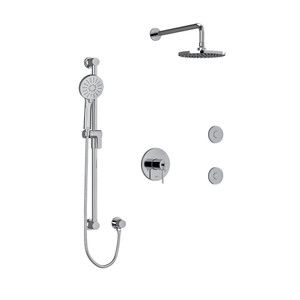 CS Type T/P (Thermostatic/Pressure Balance) 1/2 Inch Coaxial 3-Way System Hand Shower Rail Elbow Supply Shower Head And 2 Body Jets - Chrome | Model Number: KIT3545CSTMC - Product Knockout