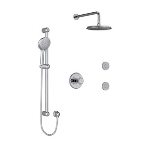 DISCONTINUED-Georgian Type T/P (Thermostatic/Pressure Balance) 1/2 Inch Coaxial 3-Way System Hand Shower Rail Elbow Supply Shower Head And 2 Body Jets - Chrome with Cross Handles | Model Number: KIT3545GN+C - Product Knockout